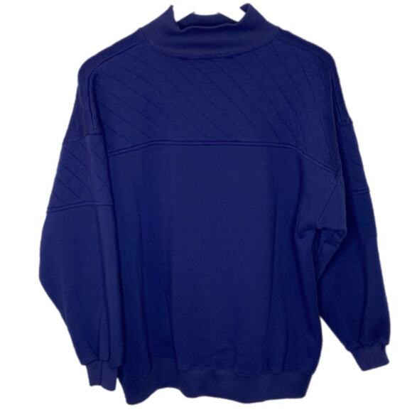 Vintage Quilted Pattern Mock Neck Sweatshirt - Women's Size Large - Picture 1 of 3